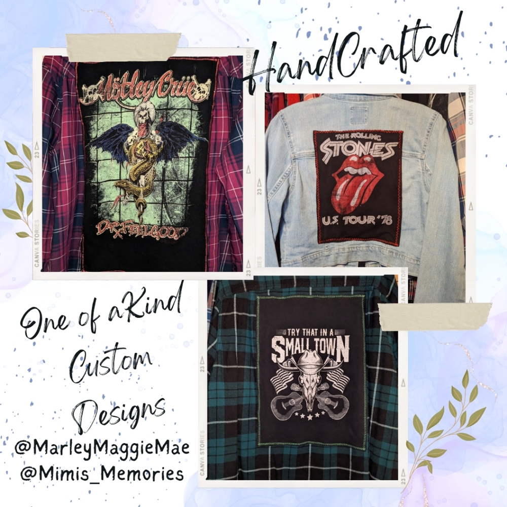 SOLD! WeQUEEN Concert Plaid Flannel Shirt Hand Crafted Upcycled Handmade - Picture 10 of 11